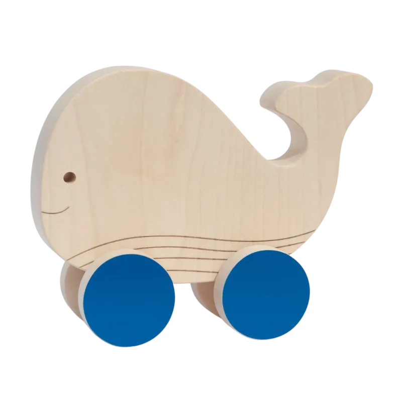Jouet à pousser, jouet à tirer, jouet en bois - Baleine - FAB-FABRIK