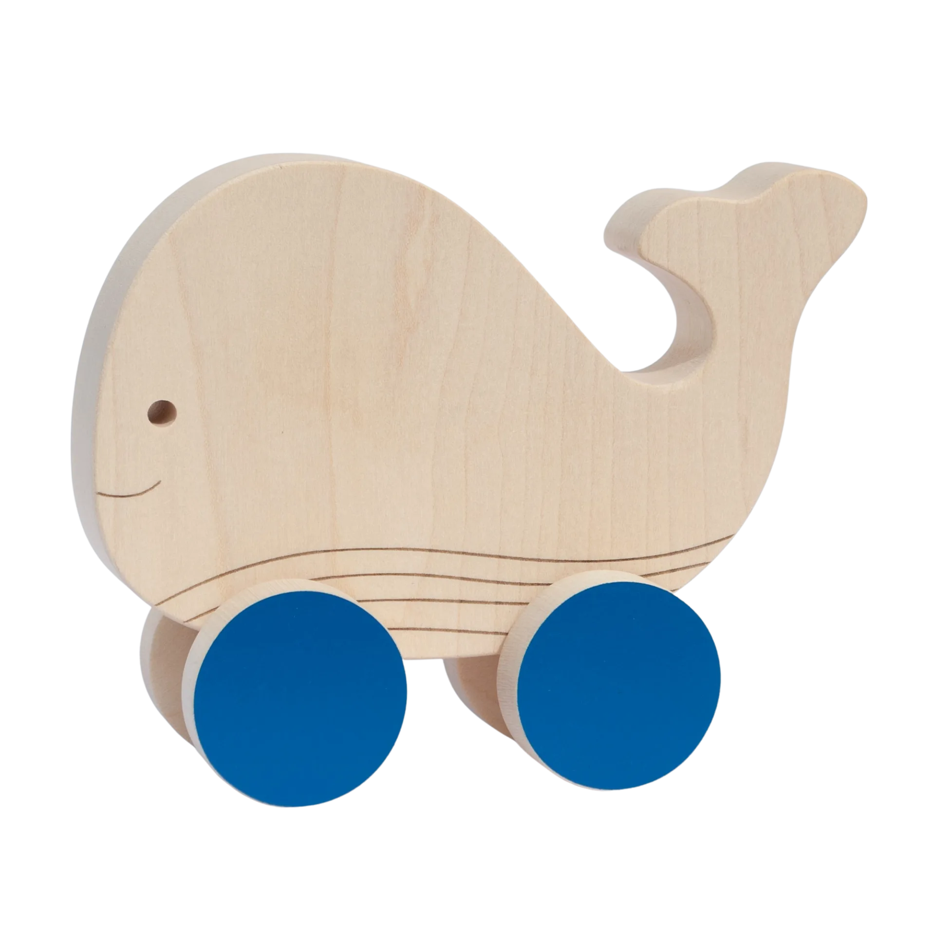 Jouet en bois d'érable FAB-FABRIK. Baleine. Jouet à pousser. Fabriqué en France