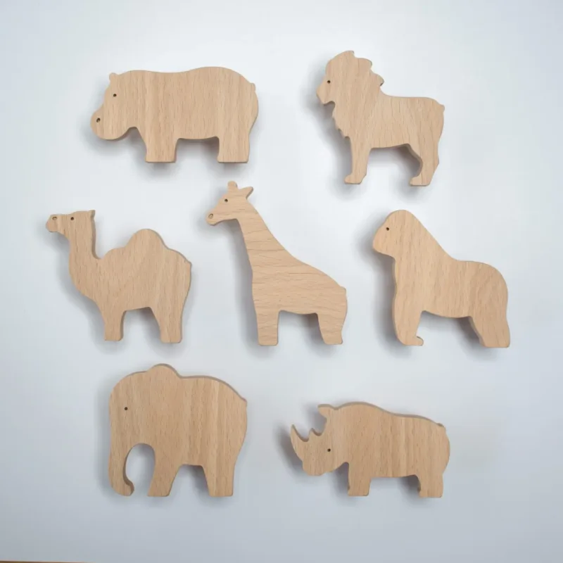 Patères Animaux d'Afrique, safari, jungle - Patères pour enfant en bois - petit modèle - FAB-FABRIK