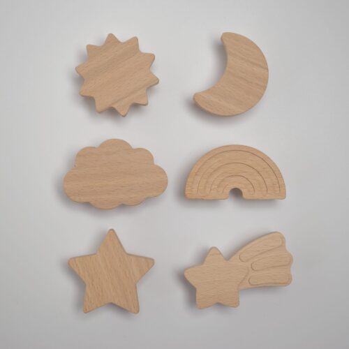 Boutons de meuble thème ciel, en bois, pour chambre d'enfant - FAB-FABRIK