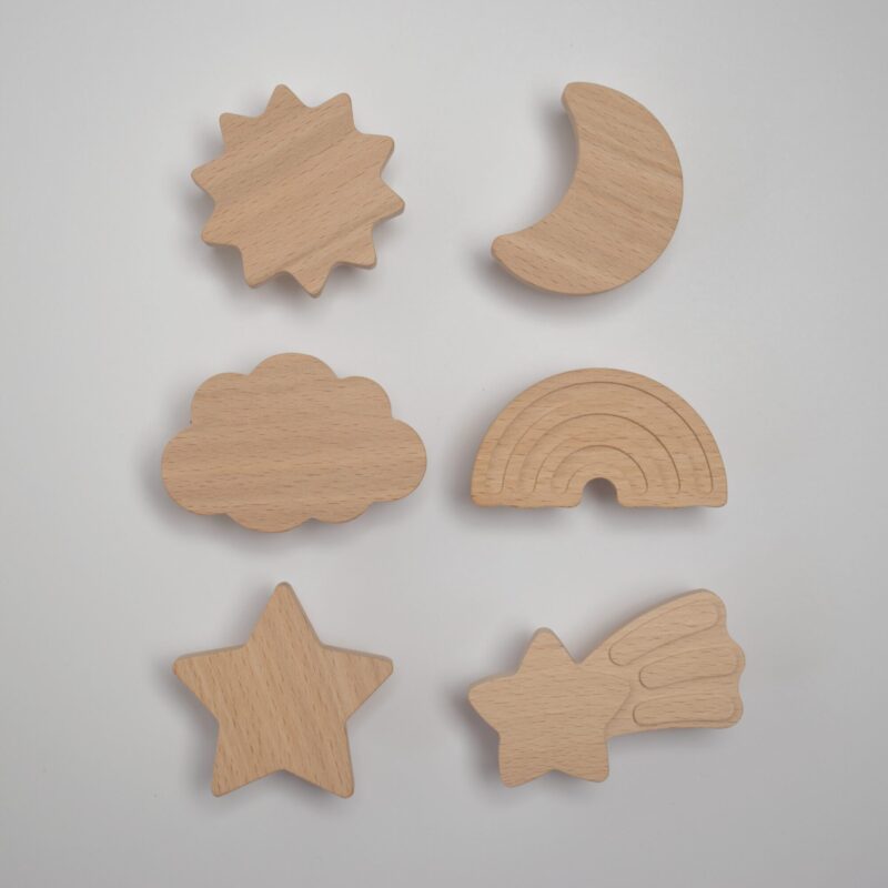 Boutons de meuble thème ciel, en bois, pour chambre d'enfant - FAB-FABRIK