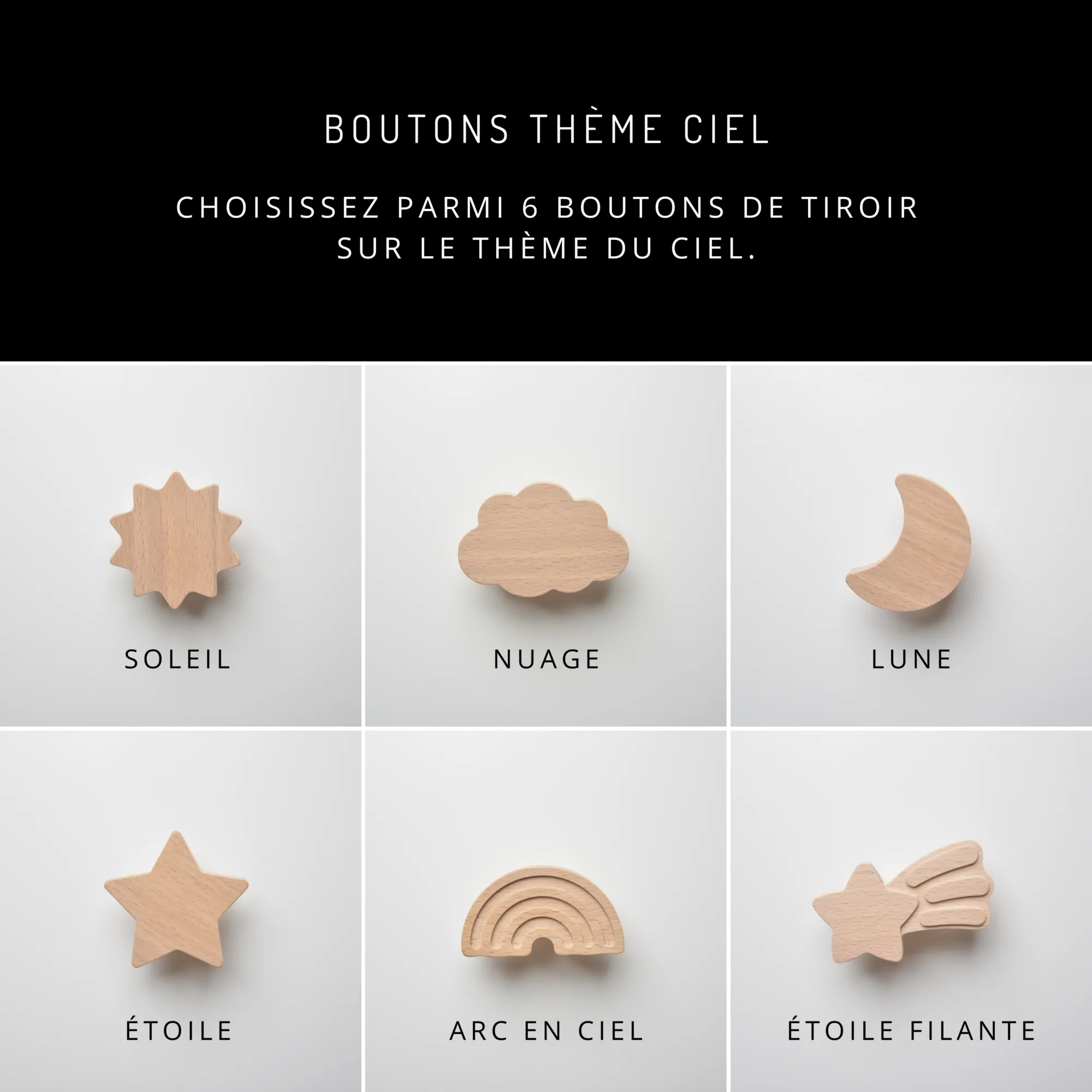 boutons de meuble pour enfants, thème ciel - FAB FABRIK