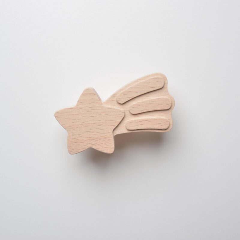 bouton de meuble forme Etoile filante, en bois, pour chambre d'enfant, thème ciel - FAB-FABRIK