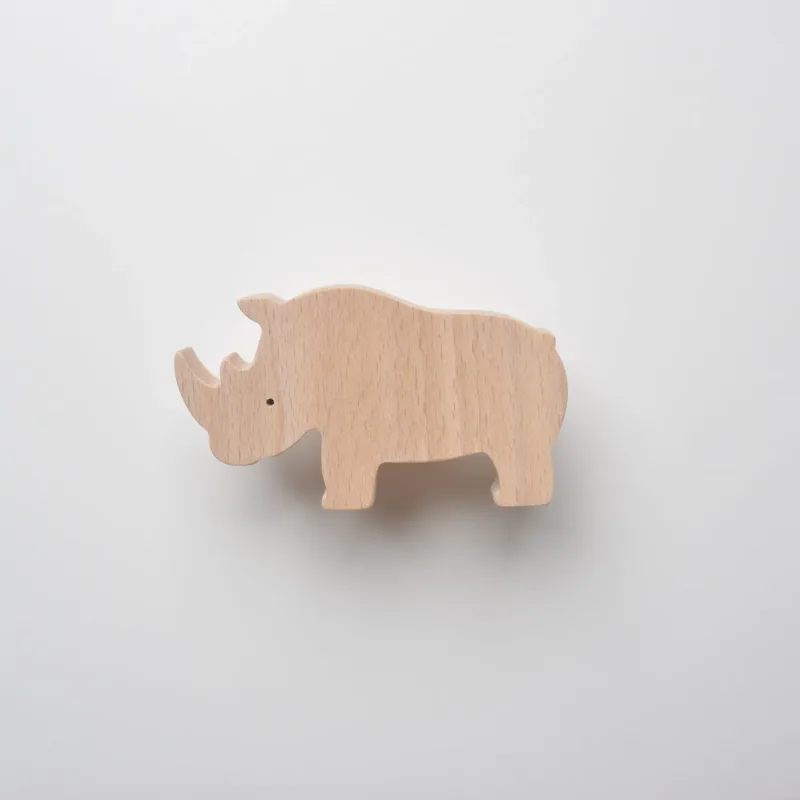 Patère Rhinocéros - Animaux d'Afrique, safari, jungle - Patère pour enfant en bois - petit modèle - FAB-FABRIK