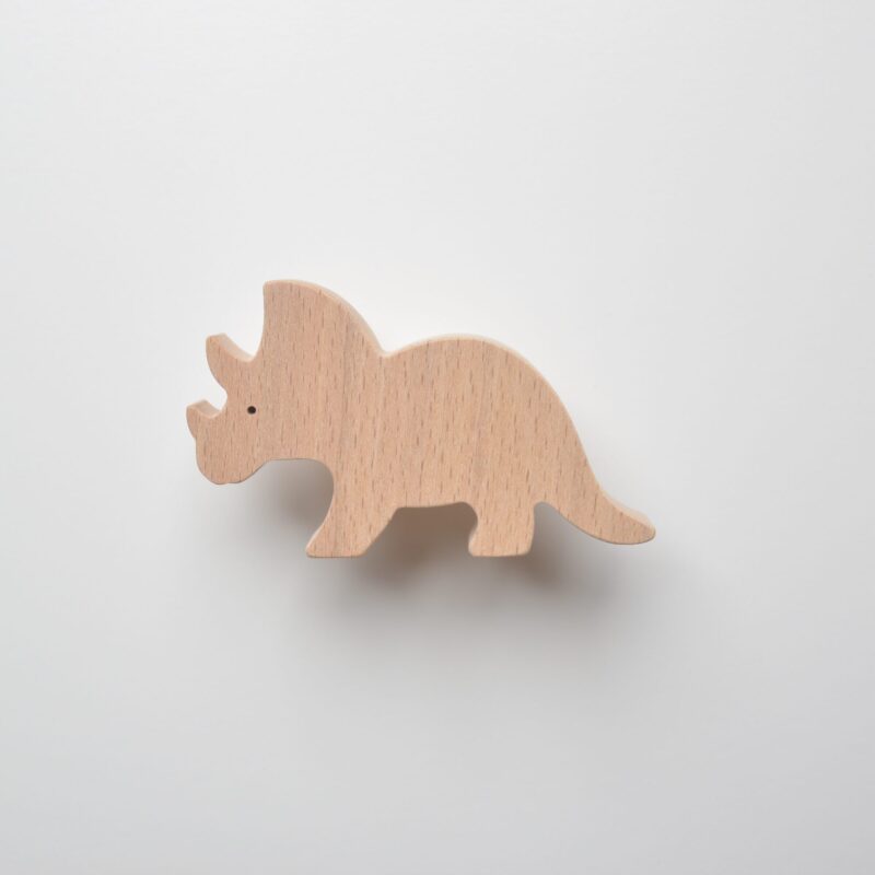 Patère tricératops - Patère dinosaure - Patère pour enfant en bois - petit modèle - FAB-FABRIK