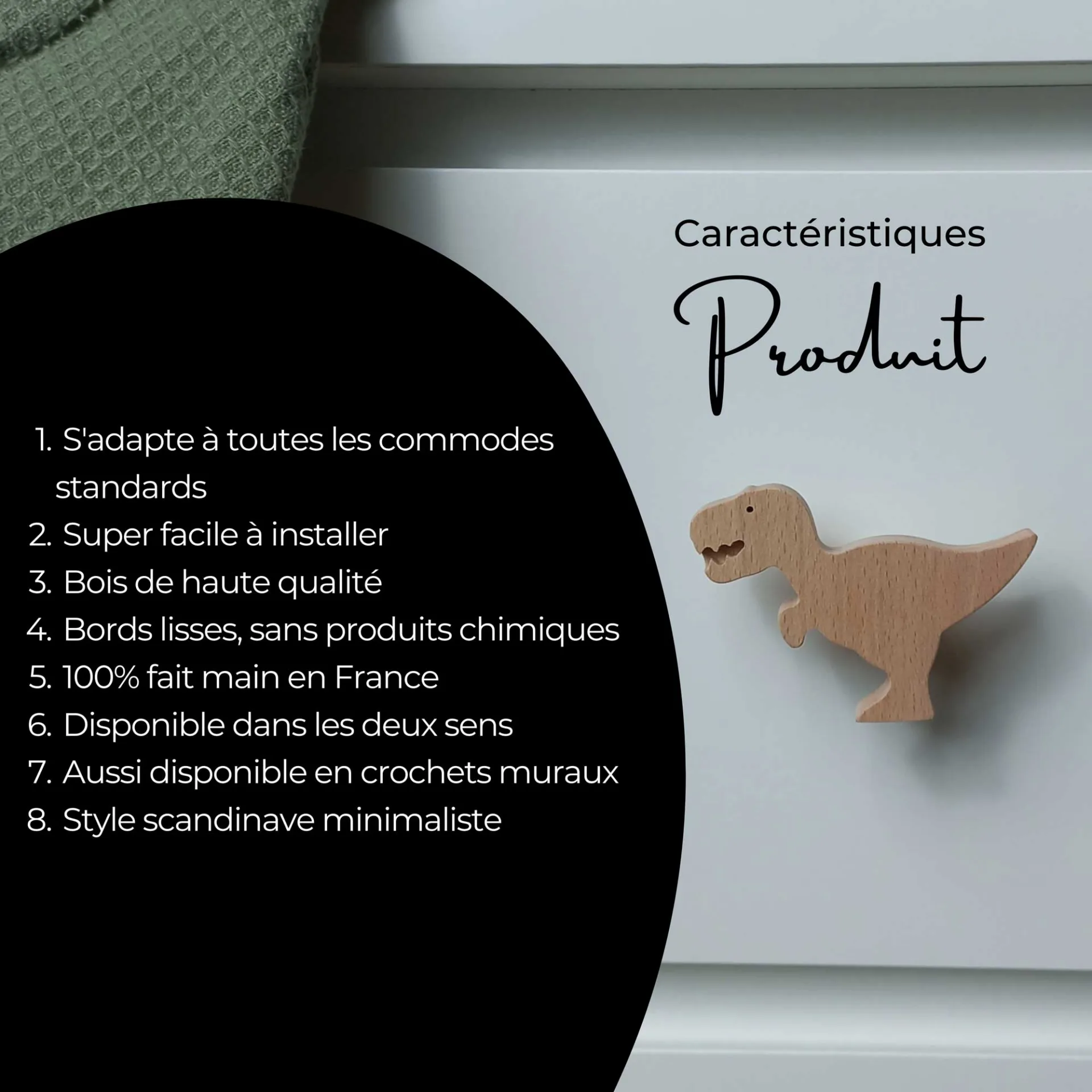 Poignée de tiroir pour meuble d'enfant forme dinosaure - FAB FABRIK