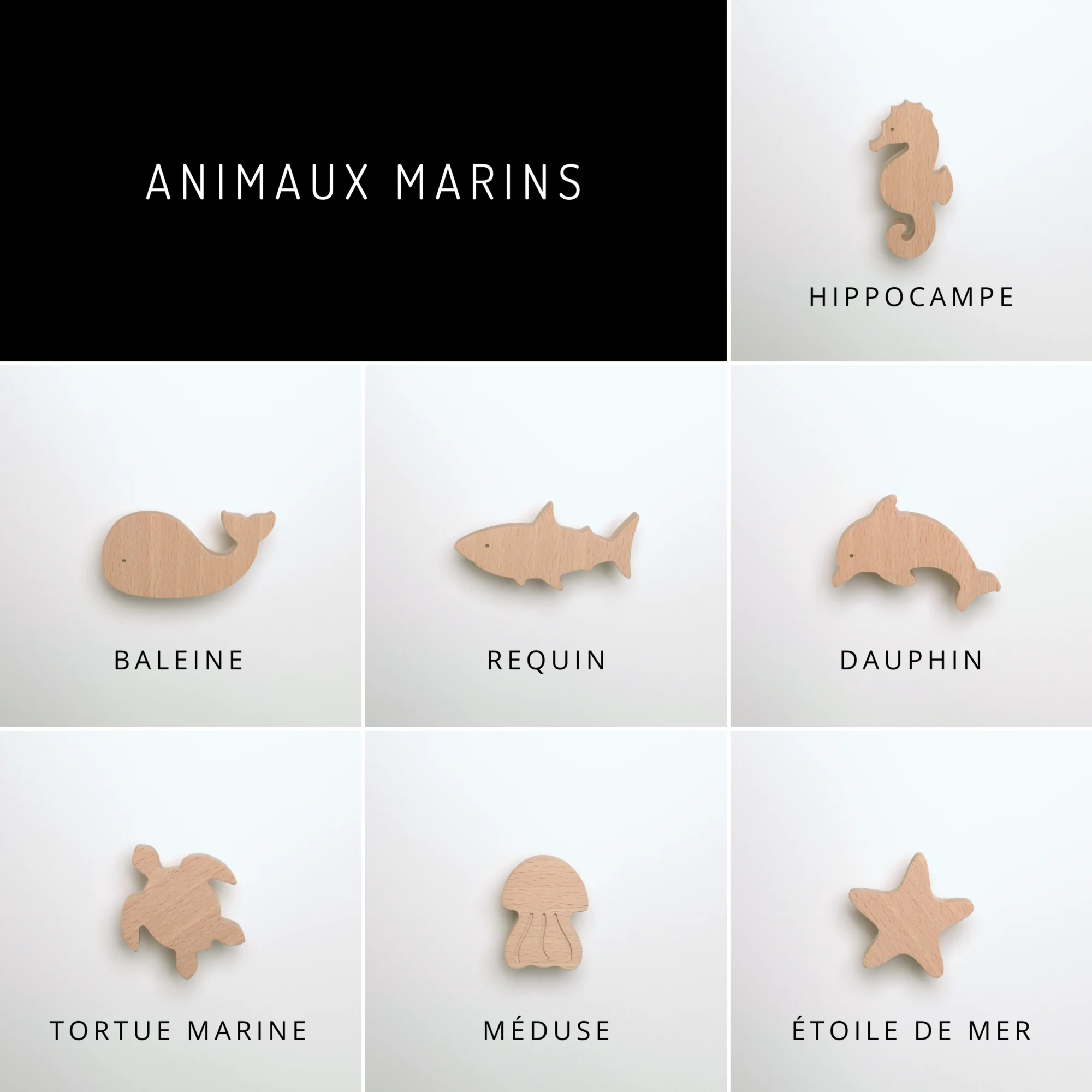 boutons de commode enfant animaux marins formes disponibles